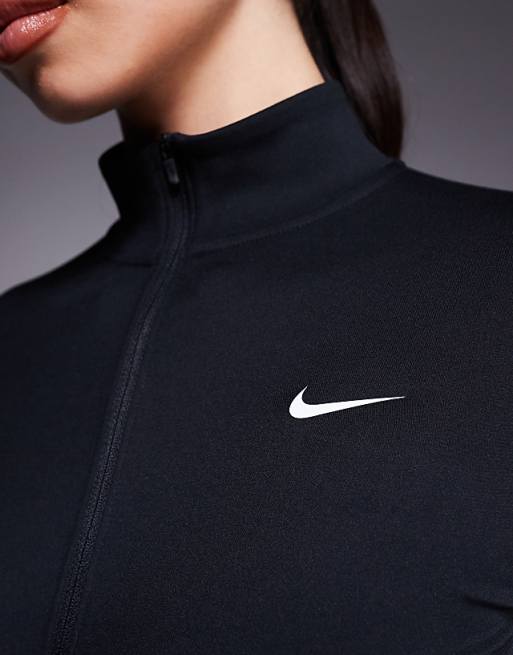 Nike One Training Full Zip Fitted Longsleeve Top In Black