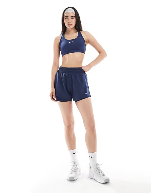 Nike One Training High Waisted 3 Inch 2 In 1 Shorts In Navy