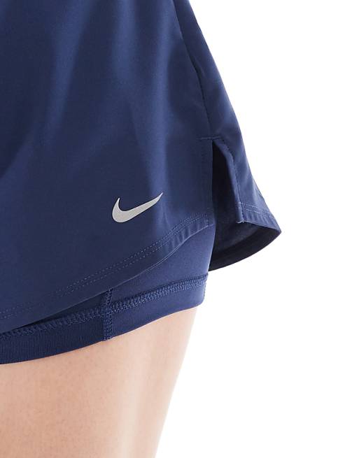 Nike One Training High Waisted 3 Inch 2 In 1 Shorts In Navy