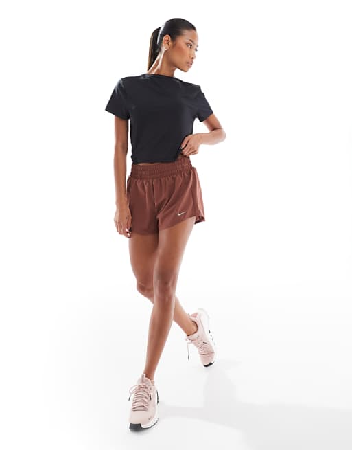 Nike One Training mid rise 3 inch shorts in brown Nike One Training mid rise 3 inch shorts in brown