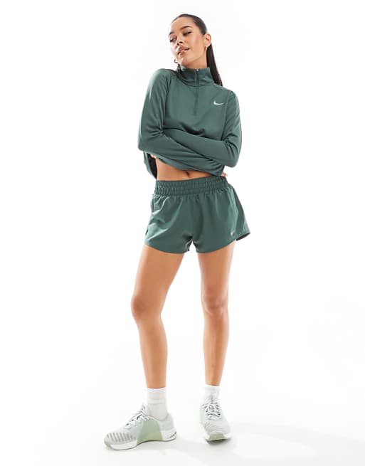 Nike One Training mid rise 3 inch shorts in green Nike One Training mid rise 3 inch shorts in green