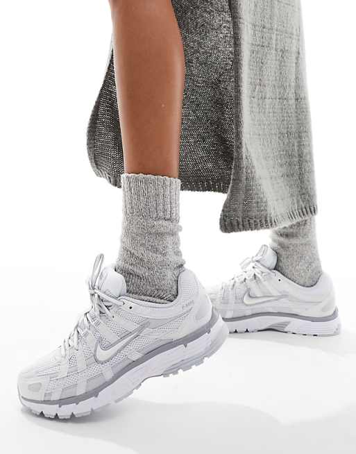 Nike P-6000 unisex trainers in white and silver