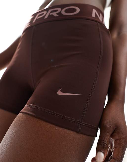 Nike Pro Training 365 3 Inch Leakproof Leggings Shorts In Dark Brown
