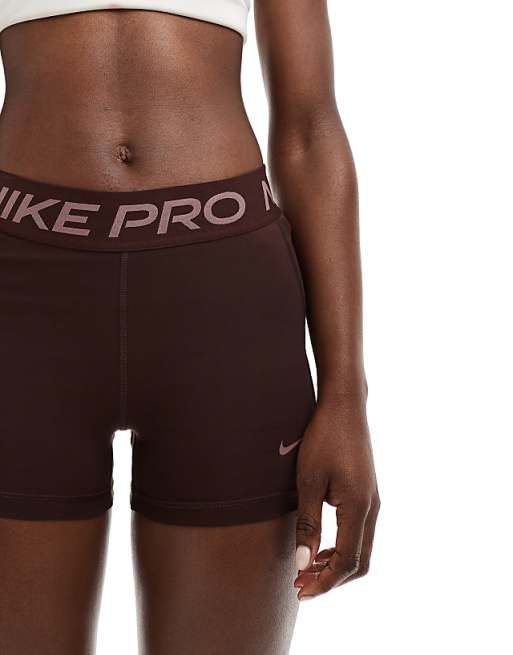 Nike Pro Training 365 3 Inch Leakproof Leggings Shorts In Dark Brown