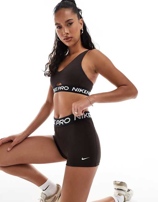 Nike Pro Training 365 3 Inch Leggings Shorts In Brown