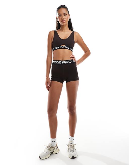 Nike Pro Training 365 3 inch leggings shorts in brown