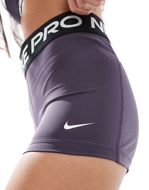 Nike Pro Training 365 3 Inch Leggings Shorts In Purple
