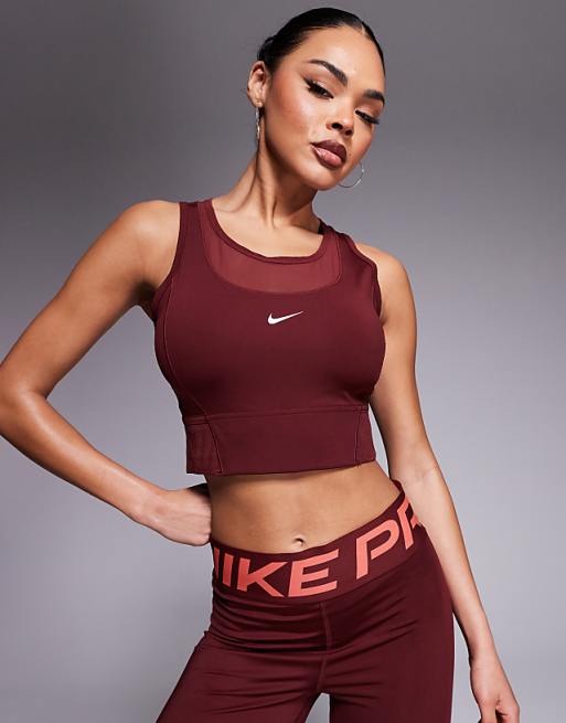 Nike Pro Training Dri-FIT cropped vest in burgundy