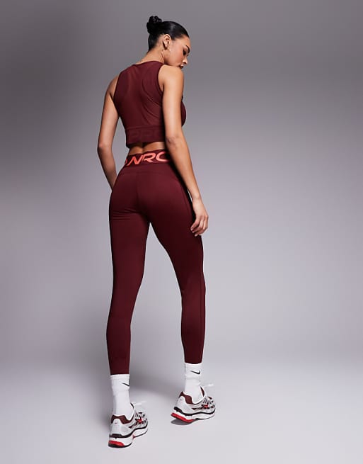 Nike Pro Training Dri-FIT Sculpt High Waisted Leggings In Burgundy