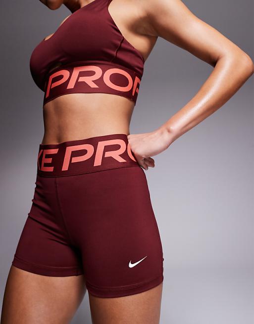 Nike Pro Training Dri-FIT Sculpt High Wasted 3 Inch Legging Shorts In Burgundy