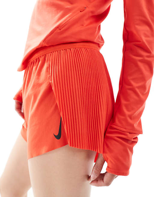 Nike Running Aeroswift Dri-FIT Plisse Mid Rise Shorts In Red