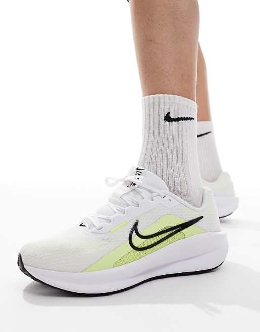 Nike Running Downshifter 13 trainers in white and yellow