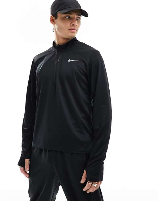Nike Running Pacer Dri-FIT half zip longsleeve top in black