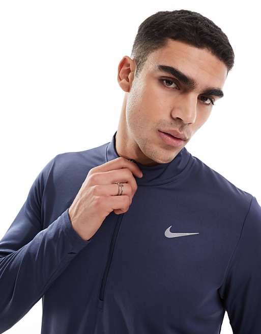 Nike Running Pacer Dri-FIT Half Zip Longsleeve Top In Navy