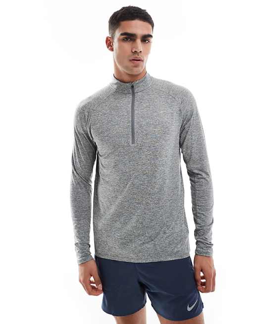 Nike Running Stride Dri-FIT half zip longsleeve top in grey