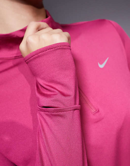 Nike Running Swift Dri-FIT Half Zip Long Sleeve Top In Pink