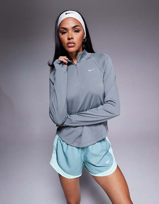 Nike Running Tempo Dri-FIT half zip long sleeve t-shirt in grey