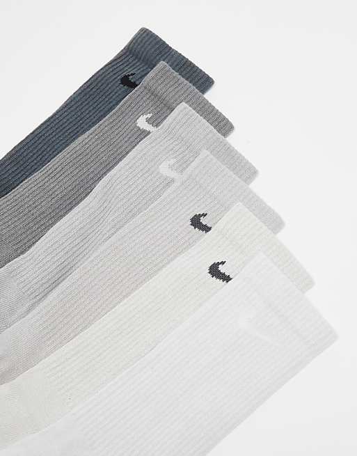 Nike Training Everyday Cushioned Plus 6 Pack Trainer Socks In Grey