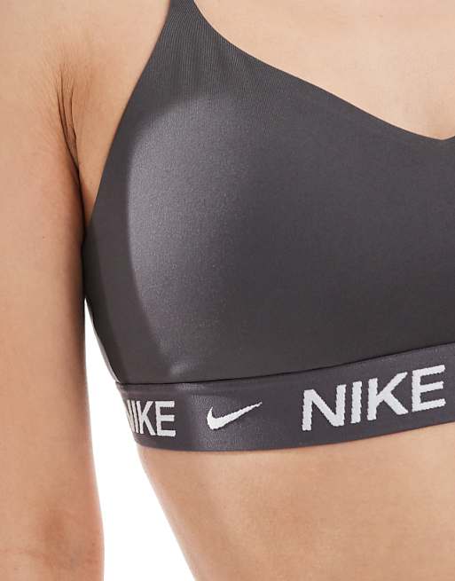 Nike Training Indy Dri-FIT Light Support Sport Bra In Grey