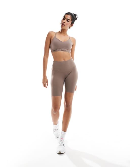 Nike Training Indy Dri-FIT Light Support Sports Bra In Brown