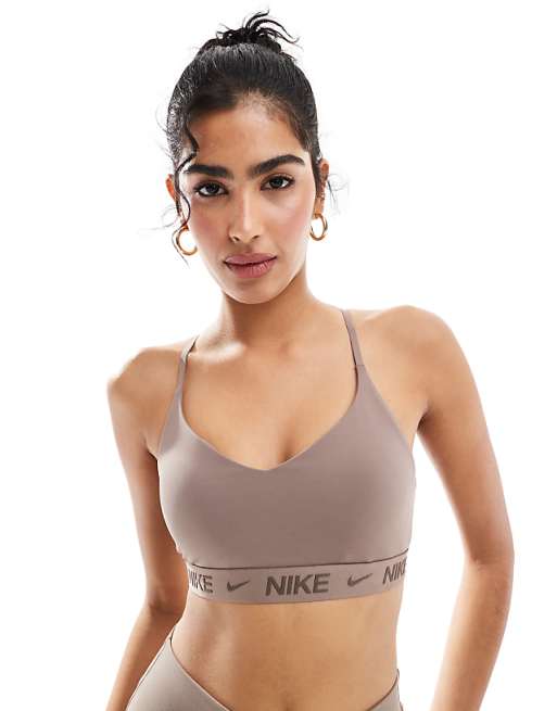 Nike Training Indy Dri-FIT light support sports bra in brown