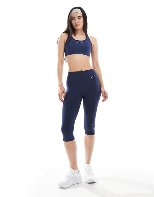 Nike Training Swoosh Medium Support Sports Bra In Navy