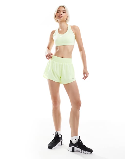 Nike Training Swoosh Medium Support Sports Bra In Lime Green