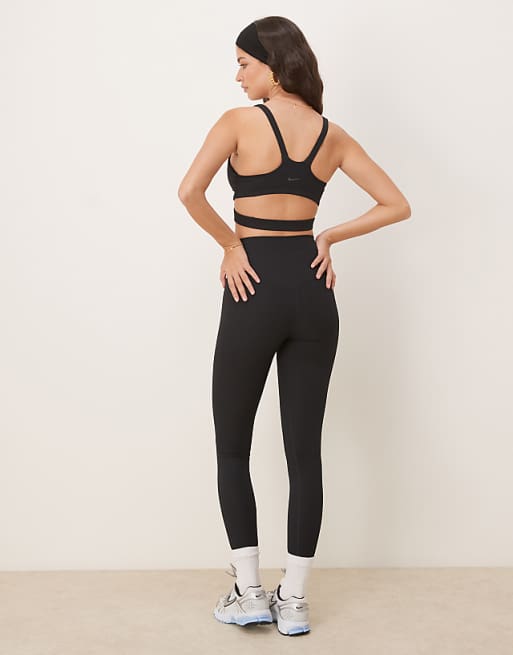 Nike Training Zenvy Dri-FIT High Waisted 7/8 Ribbed Leggings In Black
