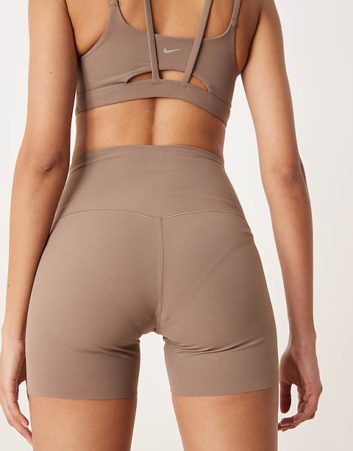 Nike Training Zenvy Dri-FIT Soft Touch High Waisted 5 Inch Shorts In Brown
