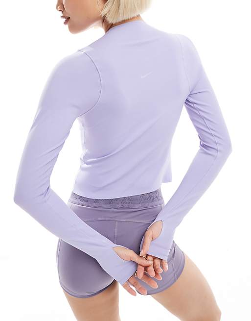 Nike Training Zenvy Dri-FIT Soft Touch Long Sleeved Top In Lilac