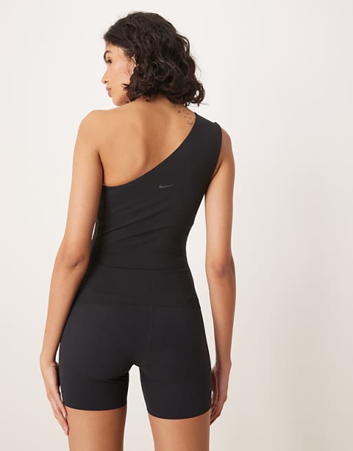 Nike Training Zenvy Dri-FIT Soft Touch One Shoulder Top In Black