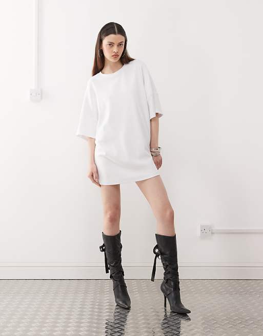 Noisy May boxy t-shirt dress in white