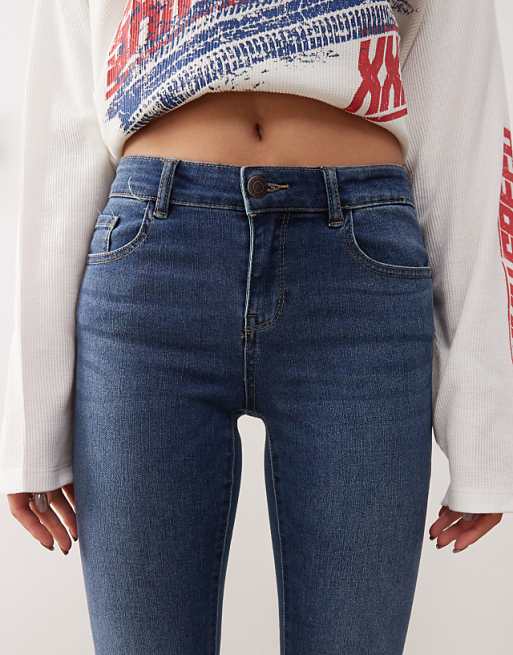 Noisy May Jen Push Up Jeans In Dark Blue Wash