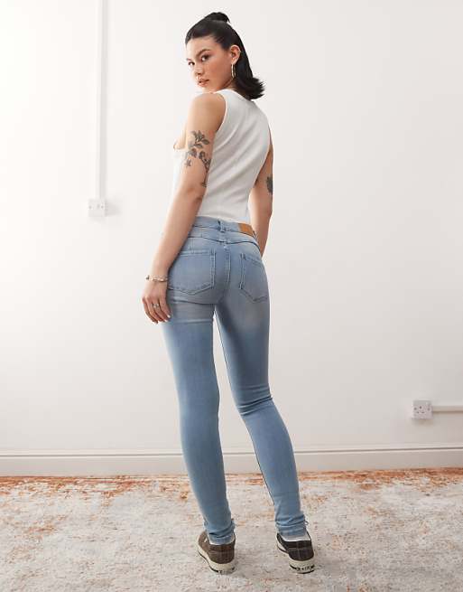Noisy May Jen Push Up Jeans In Light Blue Wash