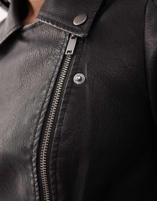 Noisy May Leather Look Jacket In Black