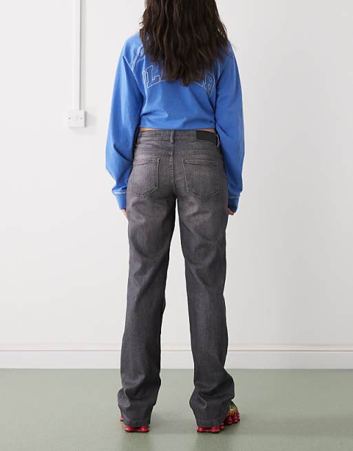Noisy May Nila Low Waist Baggy Jeans In Dark Grey