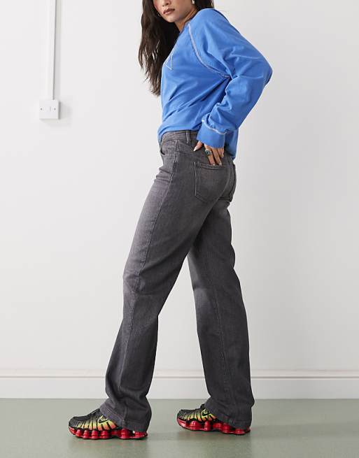 Noisy May Nila Low Waist Baggy Jeans In Dark Grey
