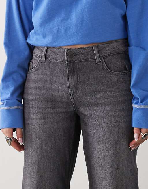 Noisy May Nila Low Waist Baggy Jeans In Dark Grey