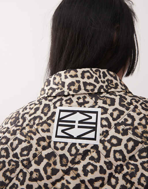Noisy May Quilted Zip Through Jacket In Leopard Print