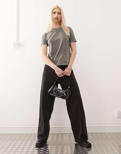 Noisy May Regular Fit T-shirt In Grey Green Wash