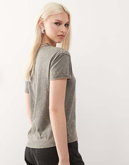 Noisy May Regular Fit T-shirt In Grey Green Wash