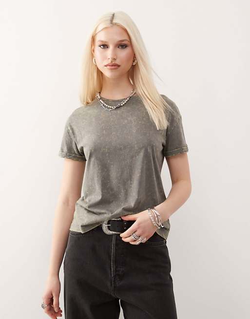 Noisy May regular fit t-shirt in grey green wash