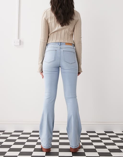 Noisy May Sallie High Waisted Flare Jeans In Light Blue Wash