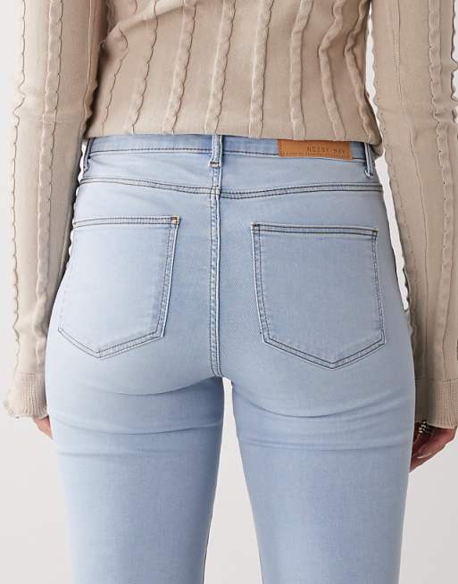 Noisy May Sallie High Waisted Flare Jeans In Light Blue Wash
