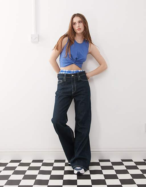 Noisy May Twist Front Crop Top In Blue