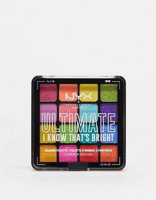 NYX Professional Makeup Ultimate Shadow Palette Vegan 16-Pan - I Know That's Bright