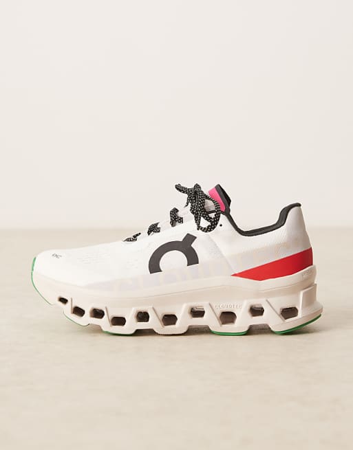ON Cloudmonster Running Trainers In White And Red