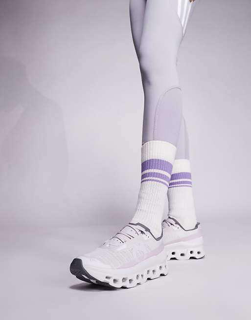 ON Cloudmonster Void Running Trainers In Grey And Pink