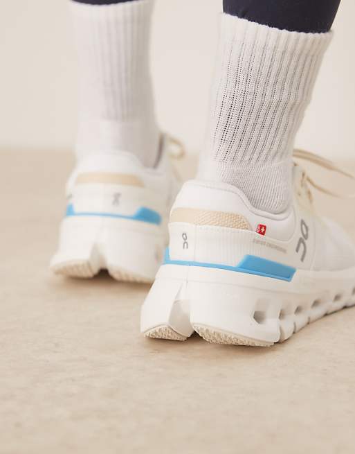 ON Cloudrunner 2 Running Trainers In White And Blue