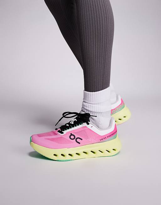ON Cloudsurfer Next running trainers in pink and limelight
